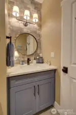 Upgraded cabinets and fixtures in the main bath