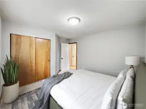 Bedroom # 3  This upstairs bedroom by the guest bath  Virtually staged