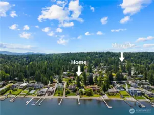 Aerial view, lake side.