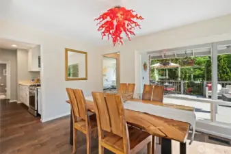 The dining room is open to the kitchen for easy flow entertaining.