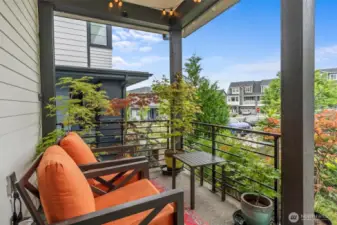 Enjoy your morning coffee while soaking in views of the property on the private patio.