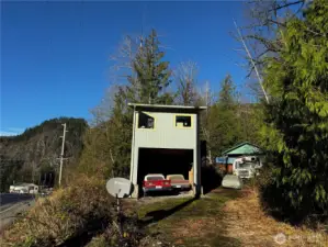 Garage with loft with from Driveway 2