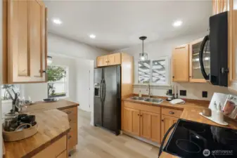 Updated kitchen with butcher block counters