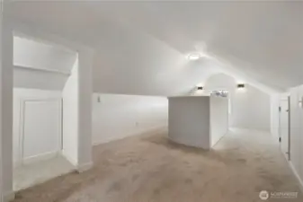 Closet upstairs and attic storage areas