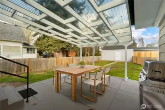 Covered patio virtually staged
