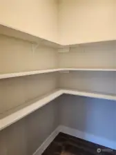 Large walk in pantry adjacent to wet bar.