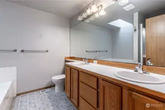 5 piece primary bathroom with soaking tub