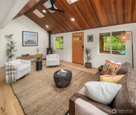 Jotul natural gas stove in living room