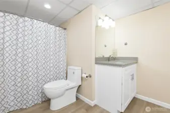 Full bath on the lower floor.