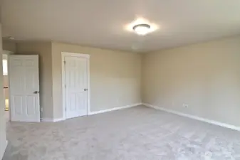 Another view of the oversized primary suite. Door is to a spacious walk-in closet the length of that wall!