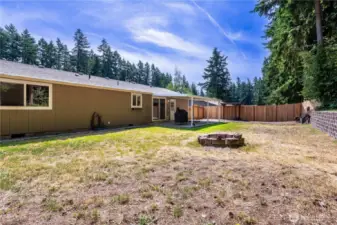 Large fenced backyard