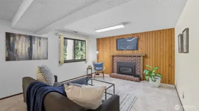 This cozy fireplace offers warmth and comfort all winter long.