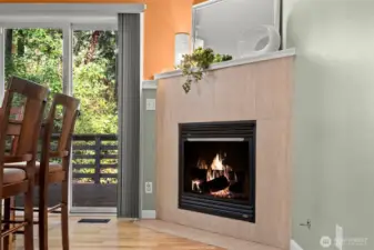 Fireplace in dining room