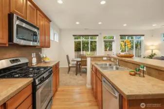 Gas cooktop and plenty of counter space.