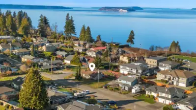 Aerial view facing South West.