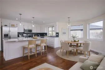Virtually Staged Great Room w Kitchen View