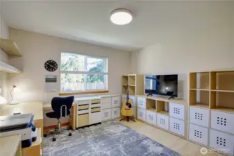 First bedroom on the left across from family bathroom