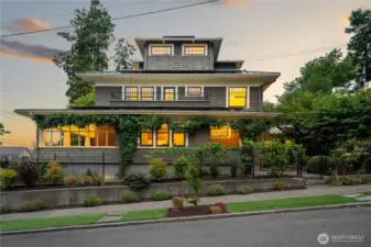 Stately elegance on the NE corner facing SW.