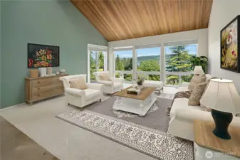 Living room with Lake Views & Deck access
