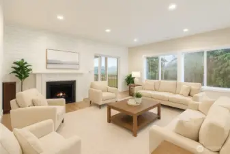 Virtually staged family room