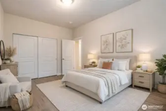 Virtually staged guest bedroom