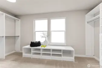 Primary Walk-in Closet with Organizers. Photos are for representational purposes only.  Colors and options may vary.