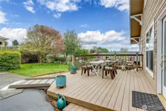 Sturdy Trex deck for gatherings or a quiet morning cup of tea.