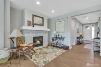 Lounge area for entertaining near the cozy gas fireplace.