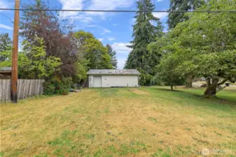 Huge lot with mature landscaping and fruit trees