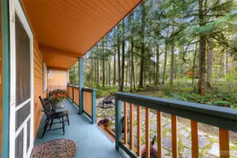 Newly painted porch decking.