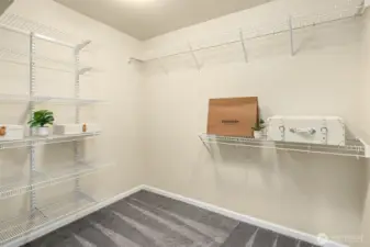 Large walk-in closet in primary suite.