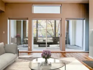 Large windows facing east (virtually staged)