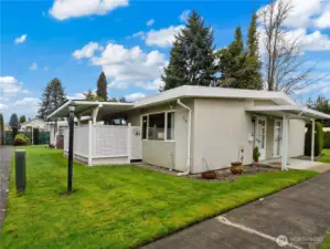 The private outdoor patio is a lovely protected place to enjoy being outside without being impacted by the elements.