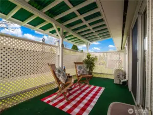 The large "screened in" patio is very private.