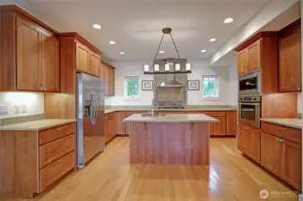 Stainless Steel appliances & slab granite counter-tops.