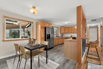 This view shows hallway to bedrooms and bath. Laundry closet is at end of hallway.