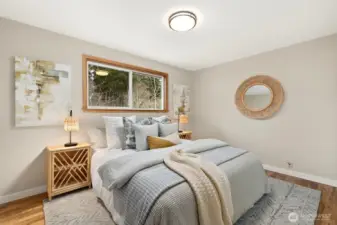 Primary bedroom sits at back of house.