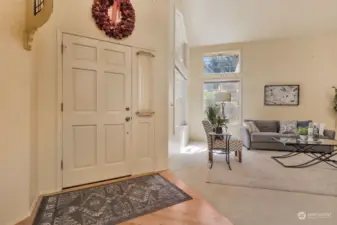 Hardwood floors in the entry.