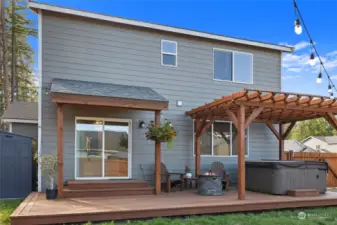 Great deck space with covered entry!