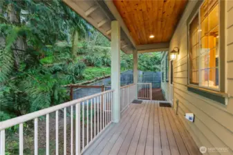 Covered back deck with access to fully fenced dog run