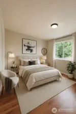 Lower bedroom virtually staged