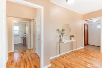 Front entry has two large closets to store coats, boots and bags.