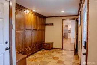 Large mudroom with lots of built-in storage!