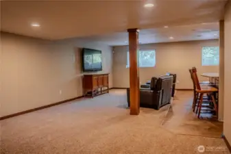 Large daylight rec room on lower level