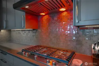 Gas Stove with warming lights.