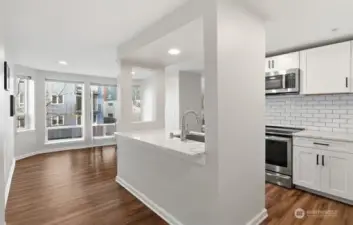 Dining area and kitchen.