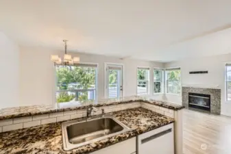 Nicely updated counter tops and cabinets