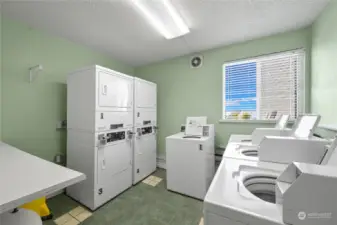 Laundry facility in basement.