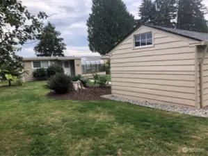 Garage and the  house.