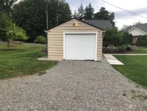 Looks like a single car garage but it's long enough to hold two.